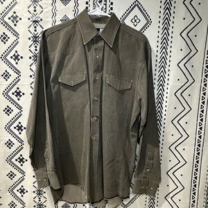 Vintage Green Khaki Button‎ Down Wrangler long sleeve shirt size Xl